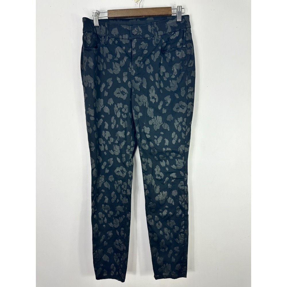 Chicos Pants 8R 1R Black Gray‎ Leopard Jacquard Slim Ankle Career Workwear Chic